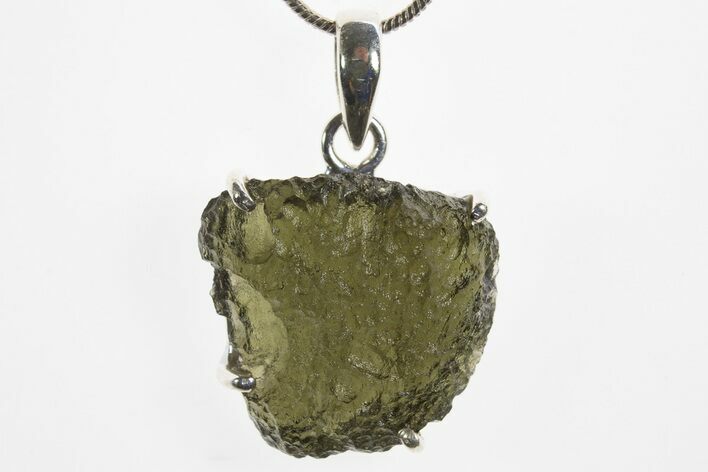 Green Moldavite Tektite Pendant ( g) - Czech Republic #329417